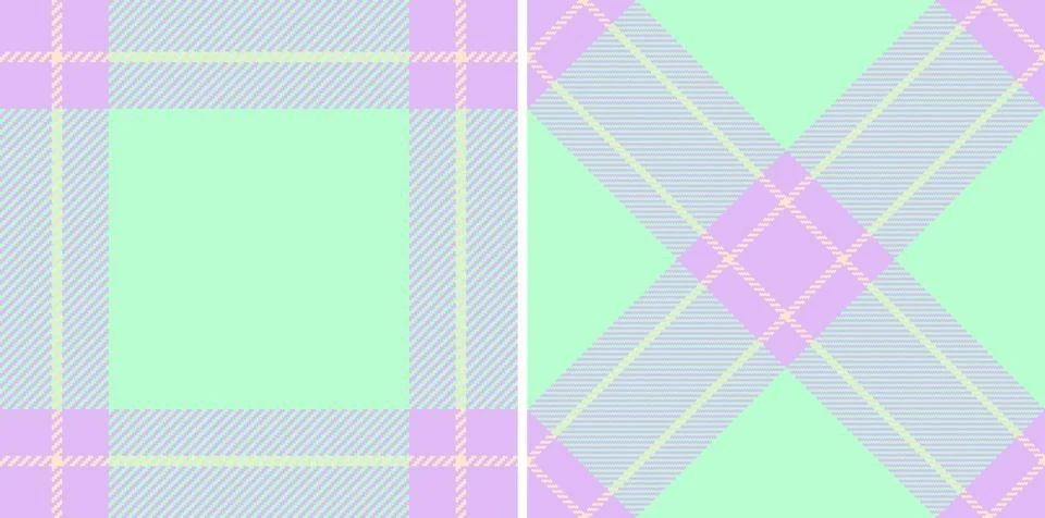 Pastel plaid pattern in mint green and lavender.  Two distinct designs offer  Stock Illustration