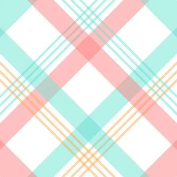 Pastel plaid pattern with pink, blue, and yellow stripes Stock Illustration