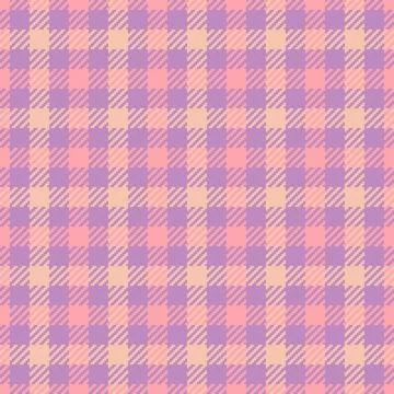 Pastel plaid pattern. Seamless gingham texture in pink, purple, beige. Ideal  Stock Illustration