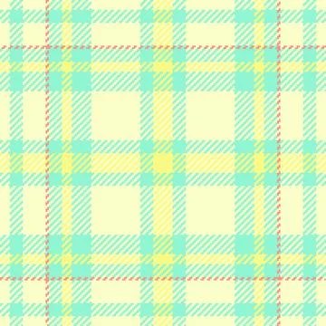 Pastel plaid pattern. Seamless textile design in yellow, aqua, and pale red.  Illustrazione stock