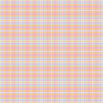 Pastel plaid pattern. Soft, textured fabric design in light orange, purple, a Stock Illustration