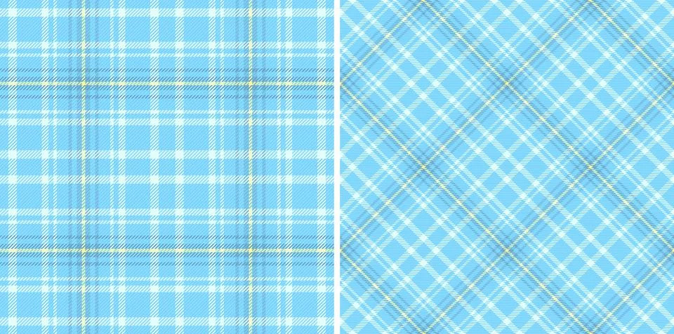 Pastel plaid patterns with light blue hues and fine check textures. Perfect f Stock Illustration