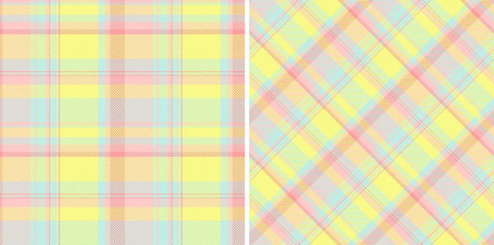 Pastel plaid patterns, perfect for spring or summer designs.  Two variations  Stock Illustration