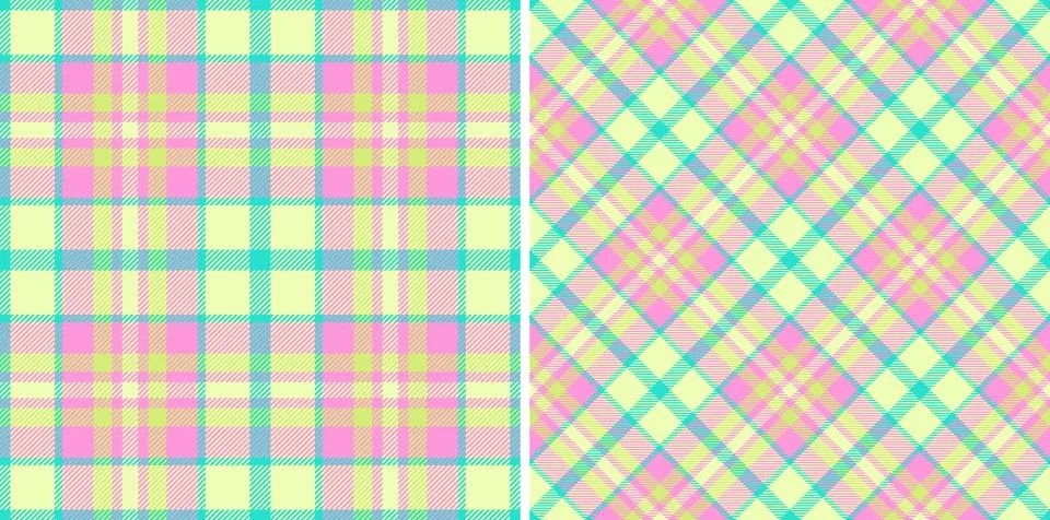 Pastel plaid patterns, perfect for spring or summer designs.  These cheerful, Stock Illustration