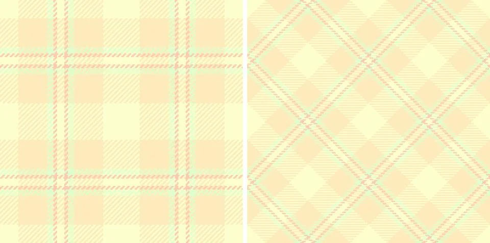 Pastel plaid patterns Two seamless textures in soft peach and mint green. Per Stock Illustration