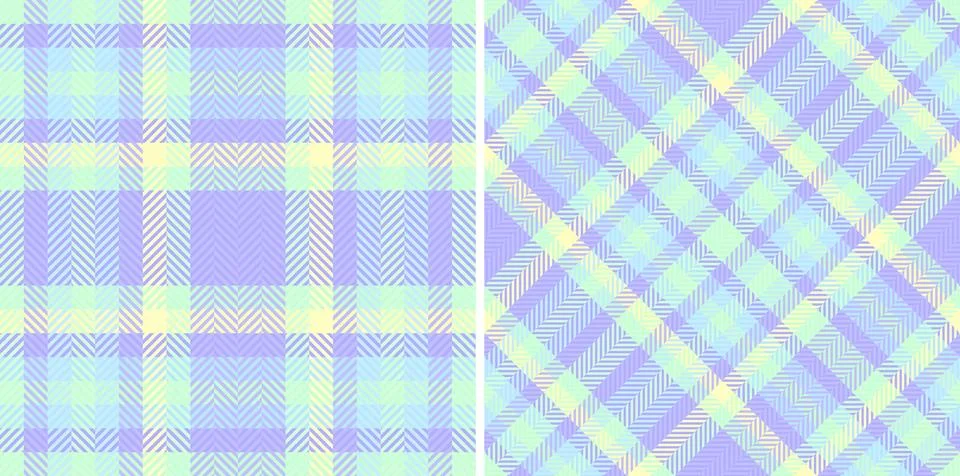 Pastel plaid seamless patterns.  Two soft, subtle herringbone designs in calm イラスト素材