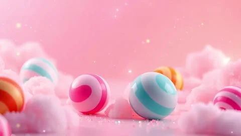 Pastel Planet of Sweets: A Candy-Colored Utopia Stock Footage 318050885