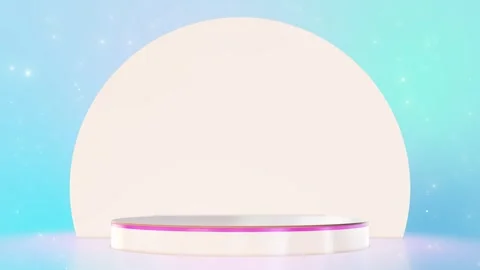 Pastel podium stage background soft glowing arch, round platform, blue purple gr Stock Footage 340471810