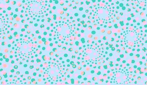 Pastel Polka Dot Seamless Pattern With Playful Retro Dots and Abstract Spir.. 스톡 일러스트