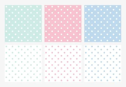 Pastel polka dots seamless pattern set soft retro dotted background collection Illustrazione stock