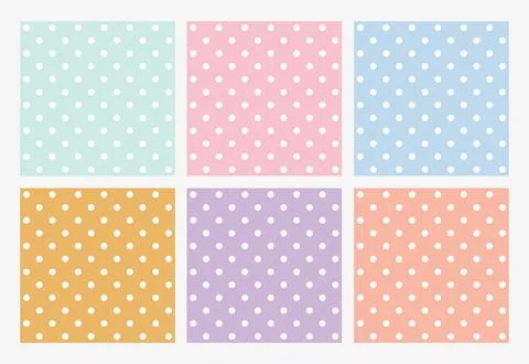 Pastel polka dots seamless pattern set soft retro dotted background collection Stock Illustration