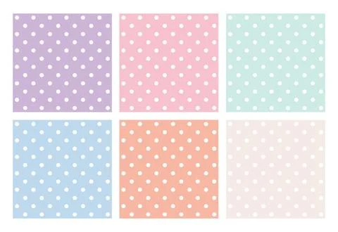 Pastel polka dots seamless pattern set soft retro dotted background collection Stock-Illustration