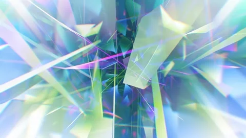 Pastel Prismatic Polygon Shards in Bright Crystal Light Composition Vidéo 332344797