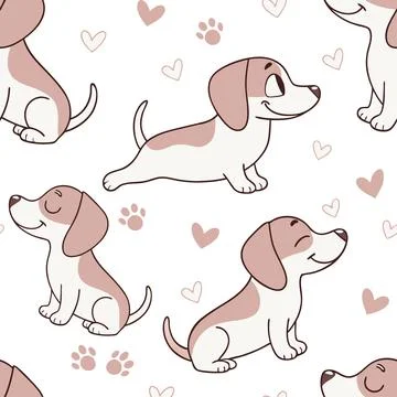 Pastel Puppy Seamless Pattern Stock Illustration