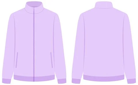 Pastel Purple Fleece Jacket Vector Mockup Front and Back View Stock-Illustration