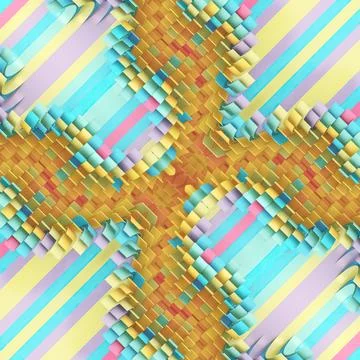 Pastel Rainbow 3D Abstract Multilayered Geometric Weave Stock Illustration
