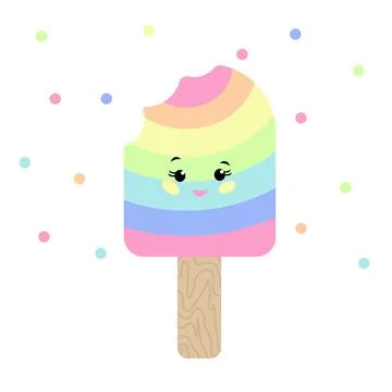 Pastel rainbow ice cream icon isolated vector illustration. Stock Illustration