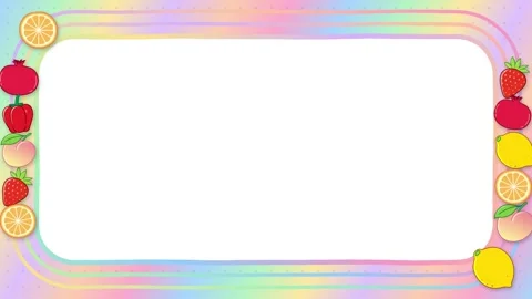 Pastel Rainbow Notebook Frame Loop with Hand Drawn Fruit Icons Stock Footage 346197430