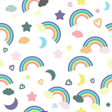 Pastel rainbow Seamless vector pattern Stock Illustration