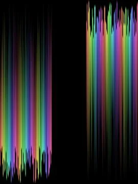 Pastel rainbow stripes gradient with squares mosaic pattern, black background 스톡 일러스트