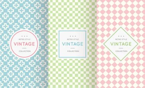 Pastel retro different vector seamless patterns Stock Illustration