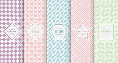 Pastel retro different vector seamless patterns Stockillustratie