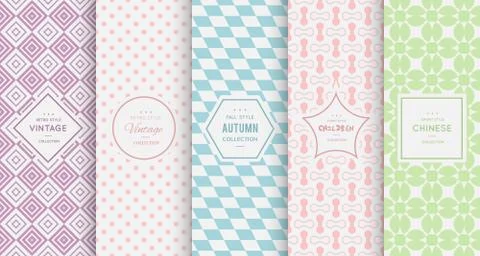 Pastel retro different vector seamless patterns Stockillustratie