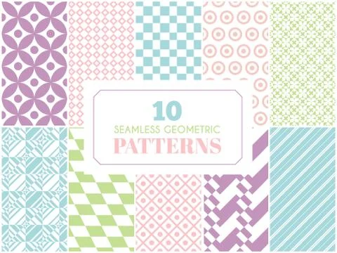 Pastel retro different vector seamless patterns Stockillustratie