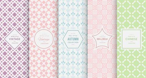 Pastel retro different vector seamless patterns Stockillustratie