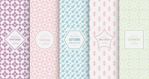 Pastel retro different vector seamless patterns Stockillustratie