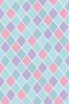 A pastel rhombus pattern in light blue, pink, and purple creates a cheerful.. Illustrazione stock