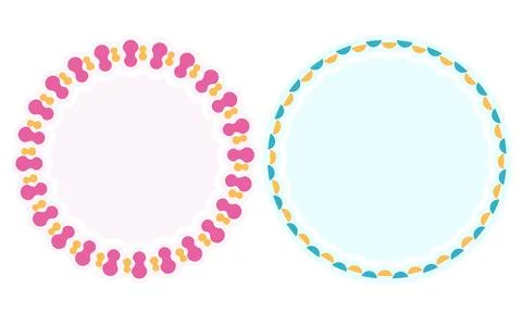 Pastel round decorative frames set for baby shower and wedding design Stock Illustration
