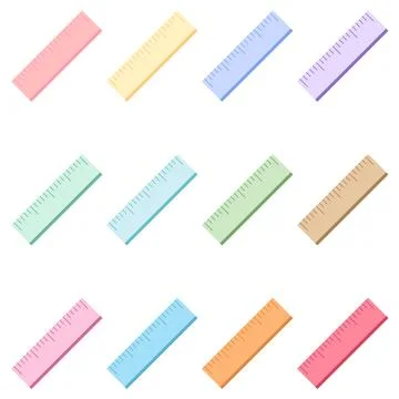 Pastel Ruler Icon Collection Back to School Measurement Flat Vector Set Illustrazione stock