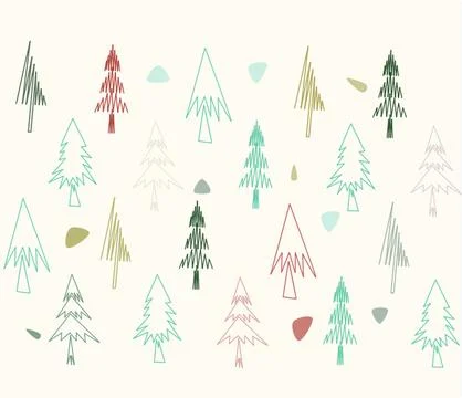 Pastel Scattered Christmas Tree Pattern Stock Illustration