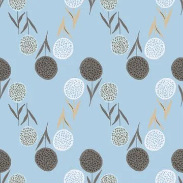 Pastel seamless botanic pattern with dandelion flowers. Floral elements in be 库存插图