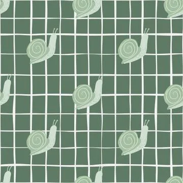 Pastel seamless doodle pattern with snails simple silhouettes. Animal figures Illustrazione stock