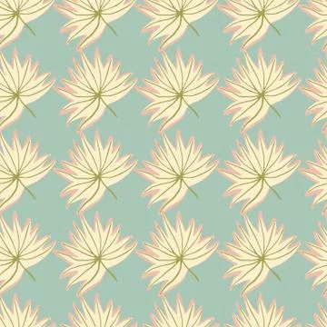Pastel seamless pattern with exotic leaf silhouettes. Light blue background w Stock Illustration