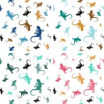 Pastel seamless patterns with lizards Illustrazione stock
