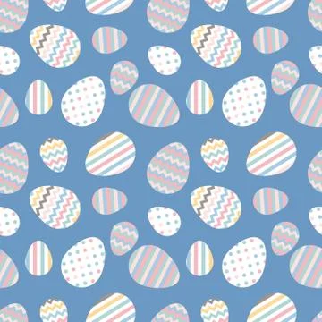 Pastel seamless vector pattern with Easter eggs. Stock Illustration