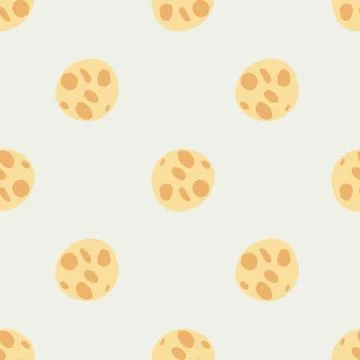 Pastel seamless winter pattern with delicious light orange chocolate cookies. Stock Illustration