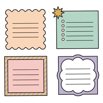 Pastel Shape Sticky Note Bundle Stock Illustration