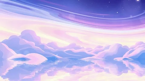 Pastel Sky Reflection with Clouds in a Water Animated Backgound Stock Footage 303950809