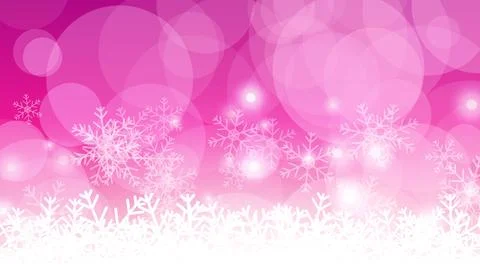 Pastel Snowflake Border Bokeh with Smooth magenta Gradient Flow Backdrop. Stock Illustration