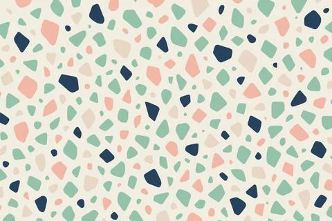 Pastel speckled terrazzo pattern with geometric shapes Stock Illustration