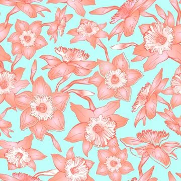 Pastel spring floral seamless pattern with hand drawn flowers Stock Illustration