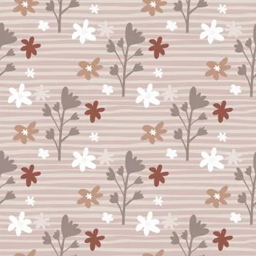 Pastel spring seamless pattern with floral branches and chamomile flowers. St Stock Illustration