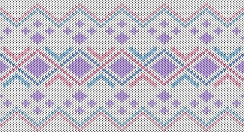 Pastel square and zigzag knitted pattern, Festive Sweater Design. Seamless .. Stock Illustration