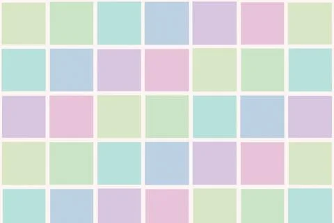 A pastel square mosaic pattern in soft mint, lavender, and blue tones, crea.. Stock-Illustration