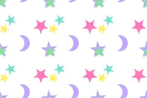 Pastel Star and Moon Pattern 스톡 일러스트