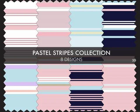 Pastel Stripe Seamless Pattern Collection Stock Illustration